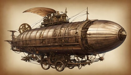 Whimsical Steampunk Airship Mechanical Marvel A