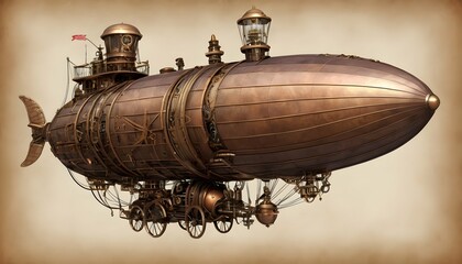 Whimsical Steampunk Airship Mechanical Marvel A Upscaled 4