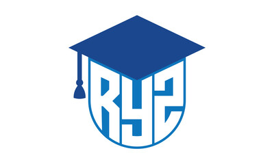 RYZ initial letter academic logo design vector template. school college logo, university logo, graduation cap logo, institute logo, educational logo, library logo, teaching logo, book shop, varsity - obrazy, fototapety, plakaty
