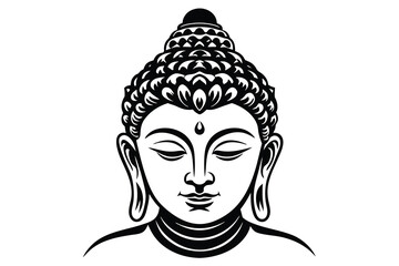 Head of Buddha. Vector illustration isolated on white