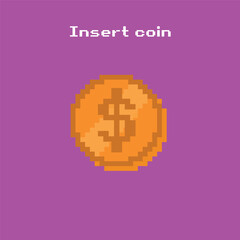 Fototapeta premium pixel art - insert coin - money, investment
