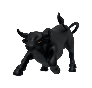 Black Bull realistic 3d cartoon style. Bull isolated on white background. Vector illustration