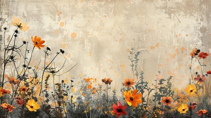 Artistic depiction of wildflowers, painted with a touch of grunge aesthetic