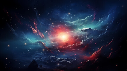 Cosmic starry sky background, nebula space - obrazy, fototapety, plakaty