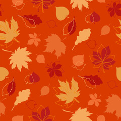 vector seamless pattern with red autumn leaves - 765261825
