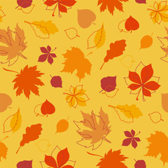 vector seamless pattern with yellow autumn leaves - 765263098