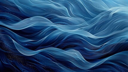 Abstract blue ocean wave texture banner in digital art style - obrazy, fototapety, plakaty