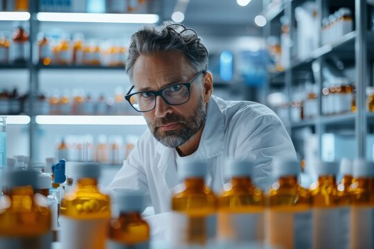 A retail technology consultant in a high-tech lab advising on mobile commerce strategies