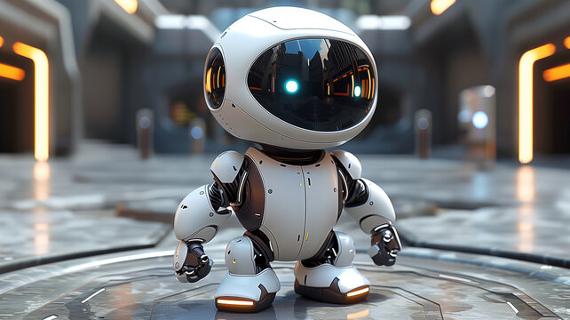 Petite robotic buddy: Baby robot, adorable animated companion.