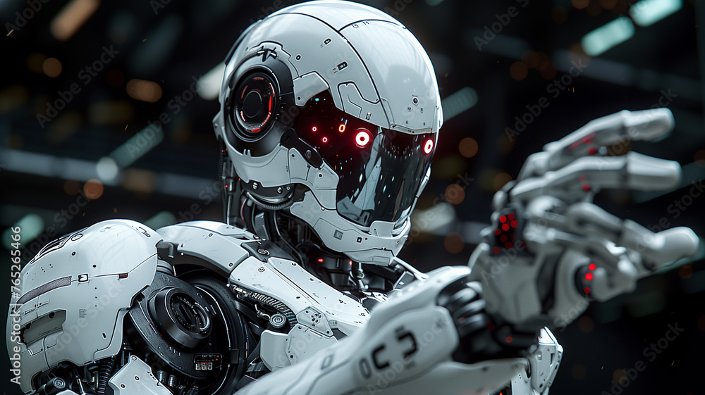 Poster technological marvel: android robot model, representing future advancements.