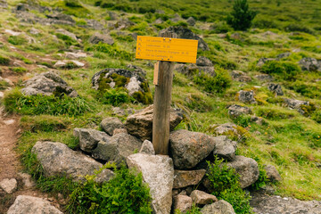 hiking trail in the Pyrenees mountains, Spain