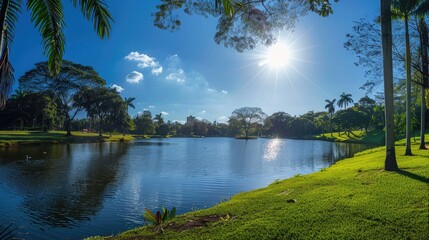 Panorama of a beautiful city park