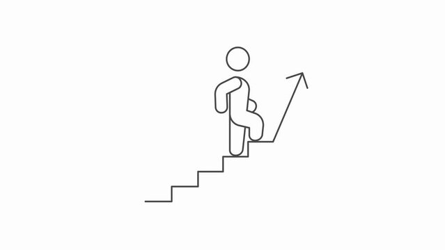 Pictogram man is going upstairs. grow up icon with people going upstairs animation .