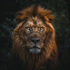 Fototapeta premium Majestic Lion Portrait in Natural Habitat