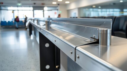 A detailed shot of a lowered ticket counter for wheelchair users. - obrazy, fototapety, plakaty