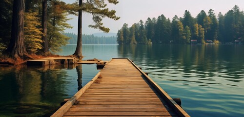 pier on the lake - obrazy, fototapety, plakaty