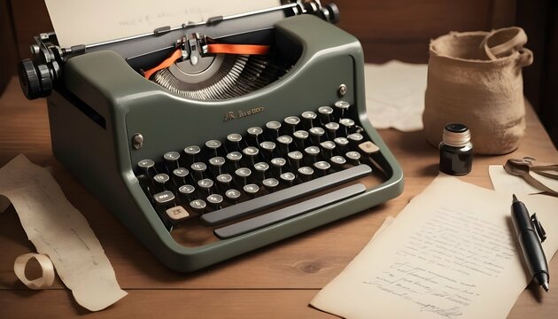 Vintage Retro Typewriter With Paper And Ink Ribbo Upscaled 4