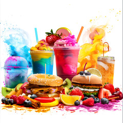Colourful fast food illustration