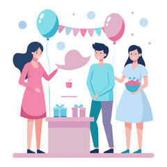 Gender Reveal Party Vector Illustration