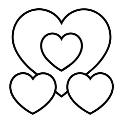 Hearts Outlines on White Background