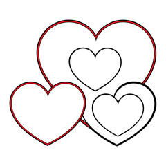 Hearts Outlines on White Background