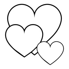Hearts Outlines on White Background