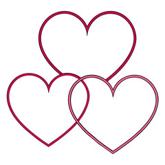 Hearts Outlines on White Background