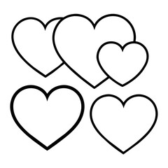 Hearts Outlines on White Background