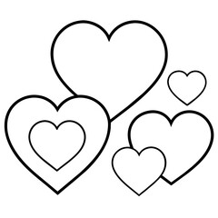 Hearts Outlines on White Background