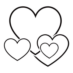 Hearts Outlines on White Background
