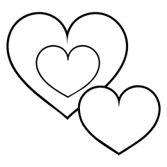 Hearts Outlines on White Background