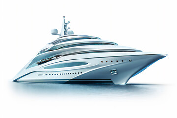 Luxury futuristic cruise ship sailing on the sea illustration isolated on white