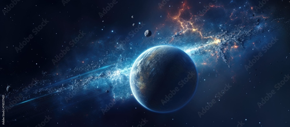 Poster an image depicting the planets as seen from the vastness of outer space