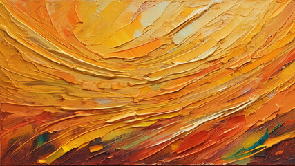 Closeup of abstract rough colorful multicolored art painting texture, with oil brushstroke, pallet knife paint on canvas (Generative Ai)