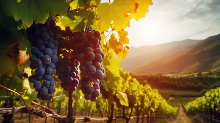 Zelfklevend Fotobehang vineyard at sunset © Image Studio