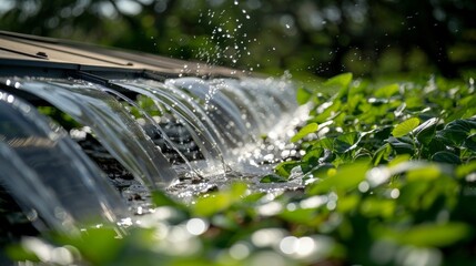 A closeup of a solarpowered irrigation pump quietly purring as it delivers water to nourish an expansive plantation. . AI generation.
