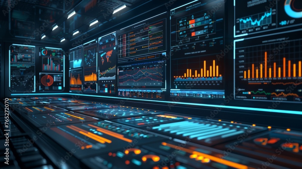 Aufkleber the modern analytics setting showcases a dynamic interface with colorful visuals that track economic
