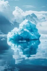 Fotobehang Icy blue glaciers peacefully drifting on the tranquil arctic ocean © tonstock