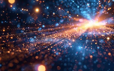 Create a digital technology-themed backdrop with softly glowing lights and dynamic animations, inspired by clean, modern design aesthetics.