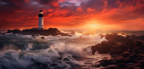 Rolgordijnen lighthouse at sunset © Image Studio