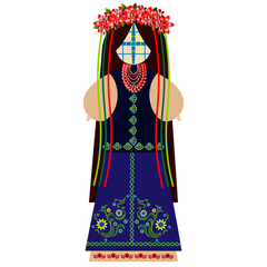 Motanka doll vector illustration for card, banner, and poster. Bright drawing with a traditional doll. Motanka Doll wearing an embroidered costume