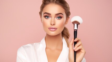 Radiant Beauty. Young Women with Glowing Skin, Skincare Routine, Mask, cream. Portrait on Pink Background