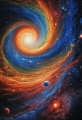 background with space oil painting 