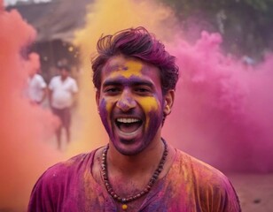 man at a colorful party
