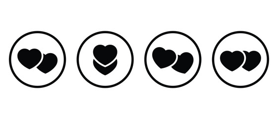 Two heart icon vector. Double love sign symbol on circle line