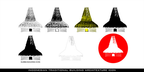 Vector illustration of traditional Indonesian building architecture icon