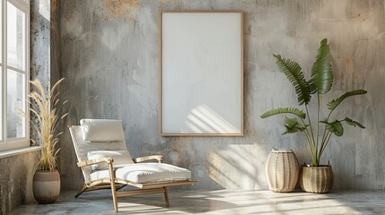 Elegant Interior Mockup: Stylish Setting with Modern Aesthetic and Decorative Elements