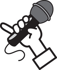 ワイヤレスマイクを持つ人間の手