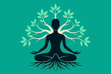 Fototapeta na wymiar meditation with tree vector illustration