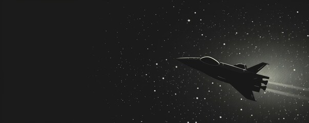 Obraz na płótnie Canvas A large, black, space ship is flying through the night sky
